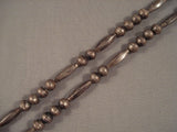 Museum Vintage Navajo 'Turquoise Flower' Native American Jewelry Silver Tube Necklace-Nativo Arts