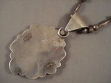 Museum Vintage Navajo 'Turquoise Flower' Native American Jewelry Silver Tube Necklace-Nativo Arts