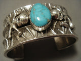 Museum Vintage Navajo Turquoise Native American Jewelry Silver Bracelet Ring Set-Nativo Arts