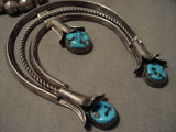 Museum Vintage Navajo Turquoise Native American Jewelry Silver Sqauash Blossom Necklace Old-Nativo Arts