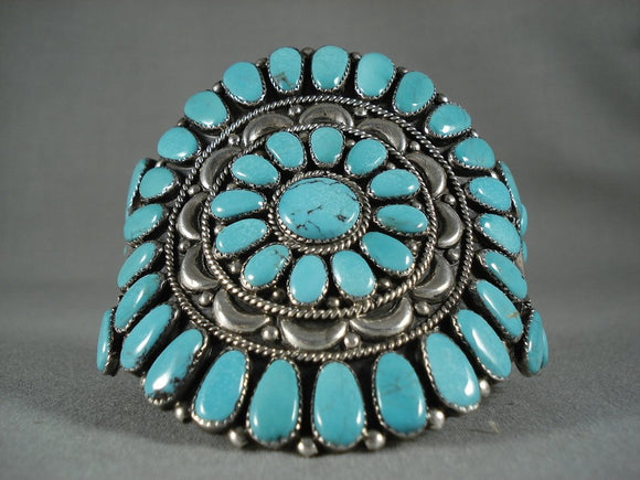 Museum Vintage Navajo Wave Turquoise Native American Jewelry Silver Bracelet-Nativo Arts