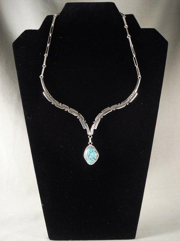 Museum Vintage Navajo Yazzie Turquoise Native American Jewelry Silver Necklace-Nativo Arts