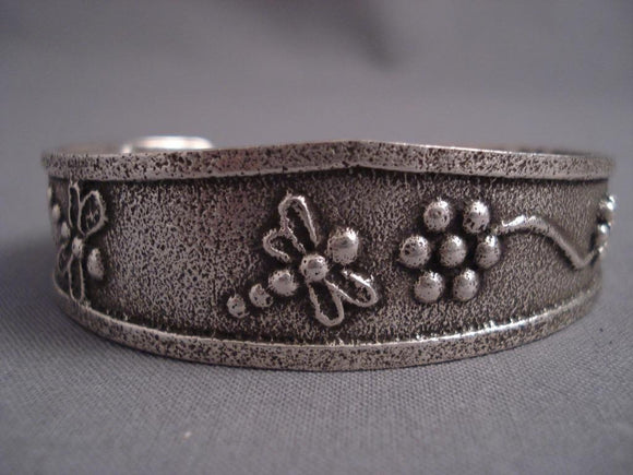 Museum Vintage Santo Domingo Drgonfly Tufa Cast Native American Jewelry Silver Bracelet-Nativo Arts