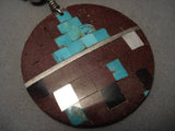 Museum Vintage Santo Domingo Mosaic Geomtric Turquoise Sandstone Necklace-Nativo Arts