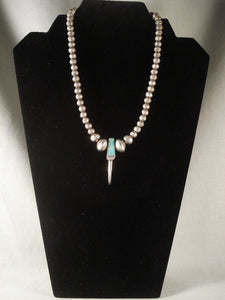 Museum Vintage Santo Domingo Native American Jewelry Silver Claw Turquoise Necklace Old-Nativo Arts