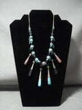 Museum Vintage Santo Domingo/ Navajo Blue Diamond Turquoise Native American Jewelry Silver Necklace Old-Nativo Arts