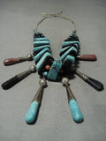 Museum Vintage Santo Domingo/ Navajo Blue Diamond Turquoise Native American Jewelry Silver Necklace Old-Nativo Arts