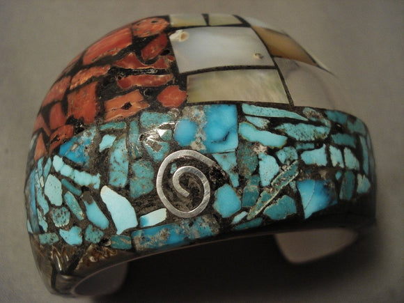 Museum Vintage Santo Domingo/ Navajo Turquoise Coral Native American Jewelry Silver Bracelet-Nativo Arts