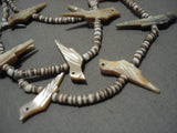 Museum Vintage Santo Domingo Pearl 'Bird Fetish' Heishi Native American Jewelry Silver Necklace Old-Nativo Arts