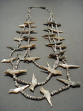 Museum Vintage Santo Domingo Pearl 'Bird Fetish' Heishi Native American Jewelry Silver Necklace Old-Nativo Arts