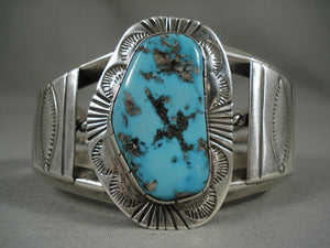 Museum Vintage Santo Domingo Persian Turquoise Native American Jewelry Silver Bracelet Old-Nativo Arts