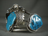 Museum Vintage Santo Domingo Turquoise Native American Jewelry Silver Leaves Bracelet Old-Nativo Arts