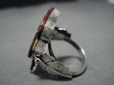 Museum Vintage Zuni Cardinal Sterling Silver Turquoise Ring Old Native American Jewelry-Nativo Arts