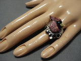 Museum Vintage Zuni Cardinal Sterling Silver Turquoise Ring Old Native American Jewelry-Nativo Arts