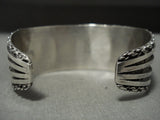 Museum Vintage Zuni 'Multi Inlay Channel' Hvy Native American Jewelry Silver Bracelet-Nativo Arts