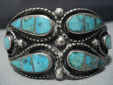 Museum Vintage Zuni/ Native American Jewelry Navajo Sterling Silver Turquoise Bracelet Old-Nativo Arts