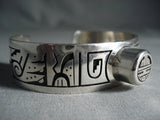 Museum Vintage Zuni Native American Jewelry Silver Sun Button Sterling Geometric Bracelet-Nativo Arts