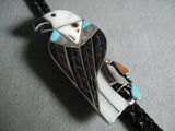 Museum Vintage Zuni/ Navajo Turquoise Eagle Sterling Native American Jewelry Silver Bolo Tie Old-Nativo Arts