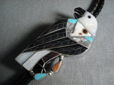 Museum Vintage Zuni/ Navajo Turquoise Eagle Sterling Native American Jewelry Silver Bolo Tie Old-Nativo Arts