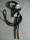 Museum Vintage Zuni/ Navajo Turquoise Eagle Sterling Native American Jewelry Silver Bolo Tie Old-Nativo Arts