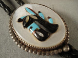 Museum Vintage Zuni rain Dance Native American Jewelry Silver Bolo Tie-Nativo Arts