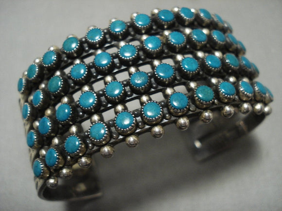 Museum Vintage Zuni Snake Eyes Turquoise Native American Jewelry Silver Bracelet-Nativo Arts