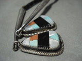 Museum Vintage Zuni Turquoise Kachina Native American Jewelry Silver Bolo Tie Old-Nativo Arts