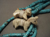 Museum Vintage Zuni wagonwheel Turquoise Native American Jewelry Silver Necklace Old Vtg-Nativo Arts