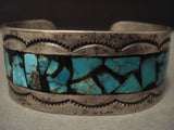 Mystical Vintage Navajo 'Turquoise Brick' Native American Jewelry Silver Bracelet-Nativo Arts