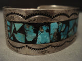 Mystical Vintage Navajo 'Turquoise Brick' Native American Jewelry Silver Bracelet-Nativo Arts