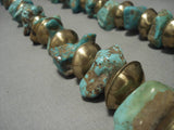 Native American 424 Grams!! Vintage Sanrto Domingo Brass Royston Turquoise Necklace Ol-Nativo Arts