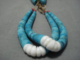 Native American Breathtaking Vintage Santo Domingo Sterling Silver Turquoise Necklace Old-Nativo Arts