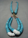 Native American Breathtaking Vintage Santo Domingo Sterling Silver Turquoise Necklace Old-Nativo Arts