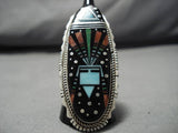Native American Extremely Detailed!! Raymond Jack Turquoise Kachina Sterling Silver Ring-Nativo Arts