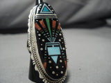 Native American Extremely Detailed!! Raymond Jack Turquoise Kachina Sterling Silver Ring-Nativo Arts