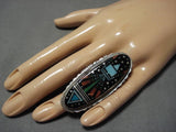 Native American Extremely Detailed!! Raymond Jack Turquoise Kachina Sterling Silver Ring-Nativo Arts