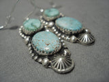 Native American Fabulous Jeanette Dale Sterling Silver #8 And Tortoise Turquoise Earrings-Nativo Arts