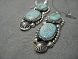 Native American Fabulous Jeanette Dale Sterling Silver #8 And Tortoise Turquoise Earrings-Nativo Arts