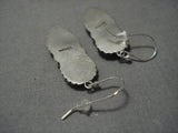 Native American Fabulous Jeanette Dale Sterling Silver #8 And Tortoise Turquoise Earrings-Nativo Arts