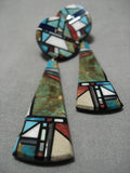 Native American Fabulous Vintage Santo Domingo Native Sterling Silver Turquoise Earrings Old-Nativo Arts