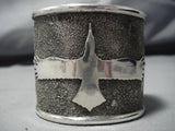 Native American Full Wingspan Symbolic Wide Heavy Sterling Silver 98 Gram Bracelet Cuff-Nativo Arts