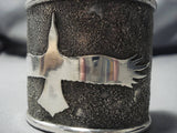 Native American Full Wingspan Symbolic Wide Heavy Sterling Silver 98 Gram Bracelet Cuff-Nativo Arts