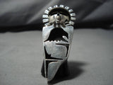 Native American Giant Sterling Silver Kachina Stamped Sterling Detailed Amazing Ring- 34 Grams!!-Nativo Arts
