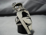 Native American Giant Sterling Silver Kachina Stamped Sterling Detailed Amazing Ring- 34 Grams!!-Nativo Arts