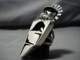Native American Giant Sterling Silver Kachina Stamped Sterling Detailed Amazing Ring- 34 Grams!!-Nativo Arts