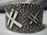 Native American Huge And Heavy!! Sterling Silver Cross 112 Grams Bracelet Cuff-Nativo Arts