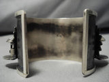 Native American Huge Kachina Head Royston Turquoise Wide Sterling Silver Bracelet Cuff 106 Grams-Nativo Arts