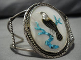 Native American Huge Vintage Navajo Eagle Of Knowledge Turquoise Sterling Silver Bracelet Old-Nativo Arts