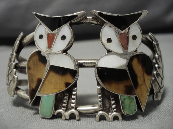 Antique Silver Three Owl Bracelet with Blue-Green and Silver Cork Band |  eBay