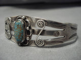 Native American Important Eaerly 1900's Deposit #8 Turquoise Sterling Silver Bracelet-Nativo Arts